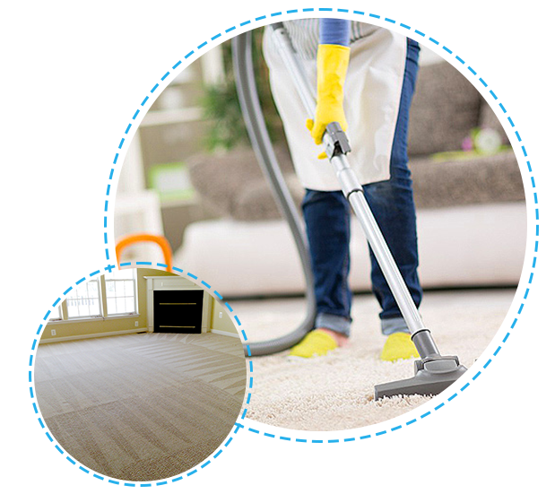 Professional carpet cleaning in progress